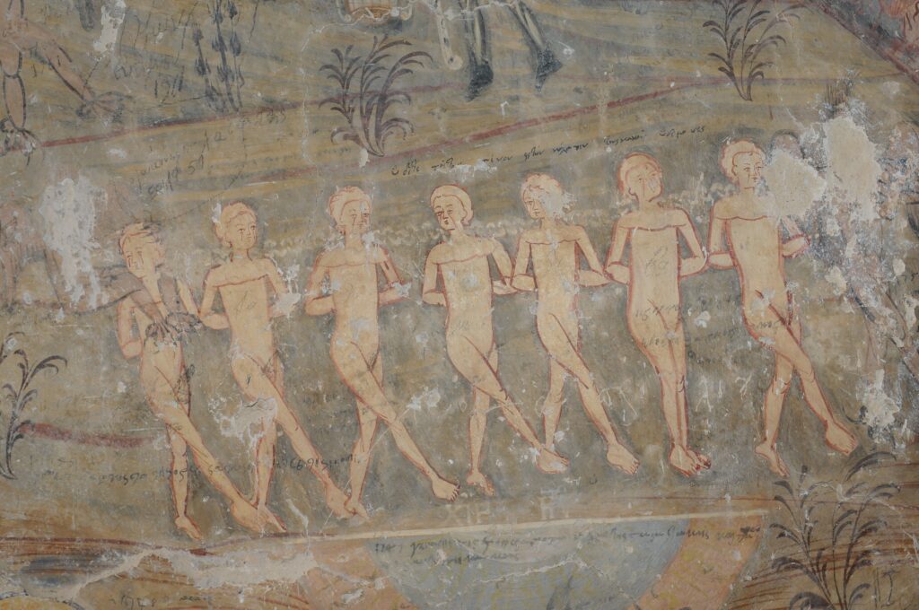 Γκράφιτι στον ναό της Παναγίας στο Πύθιο Ελασσόνας